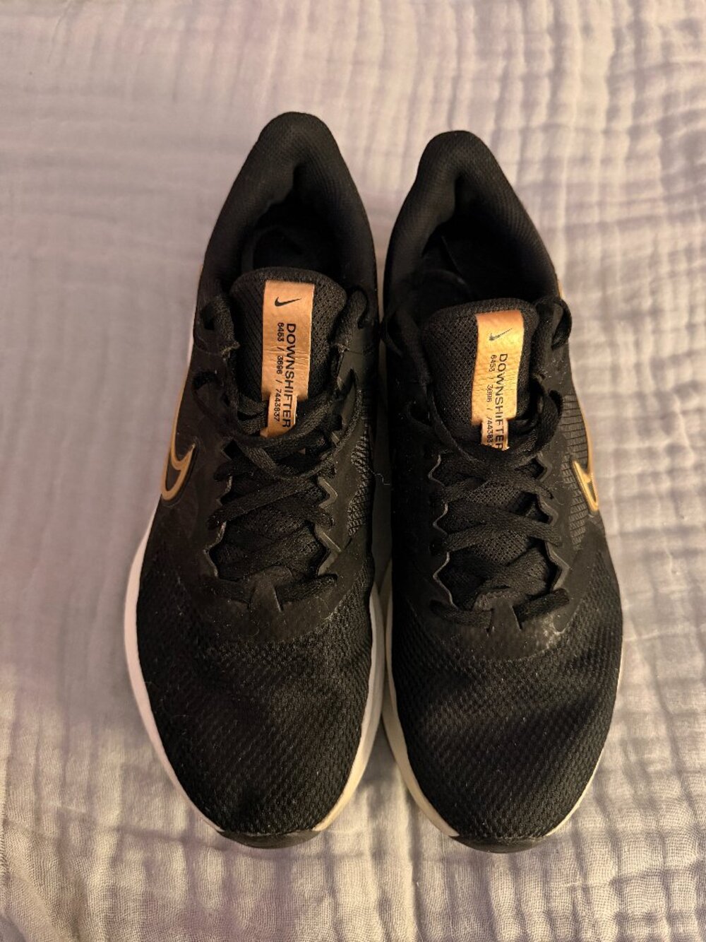 Nike Downshifter Black with Gold Swoosh - Size 11